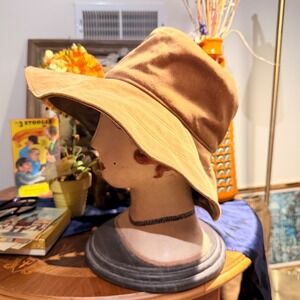 Vintage Madcaps New York Paris Camel Tan Velvet Wide Brim Floppy Hat